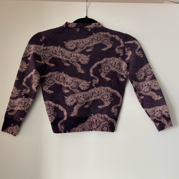 Authentic Versace Collection Tiger Motif Crewneck Sweater - Plum & Taupe - Picture 2 of 8
